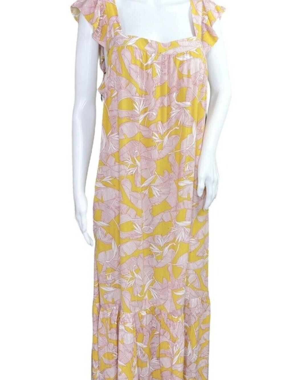 Yellow floral ruffled midi dress - Knox Rose